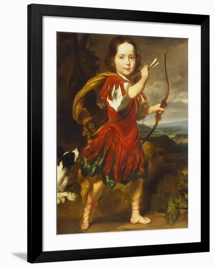 Portrait of a Boy, Full Length, in a Classical Costume with a Bow and Quiver of Arrows,…-Nicholaes Maes-Framed Giclee Print