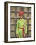 Portrait of a Boy in a Turban Standing in Front of a Wooden Door, Rajasthan State, India-Gavin Hellier-Framed Photographic Print