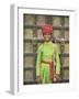 Portrait of a Boy in a Turban Standing in Front of a Wooden Door, Rajasthan State, India-Gavin Hellier-Framed Photographic Print