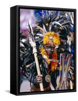 Portrait of a Boy in Costume and Facial Paint, Mardi Gras, Dinagyang, Island of Panay, Philippines-Alain Evrard-Framed Stretched Canvas