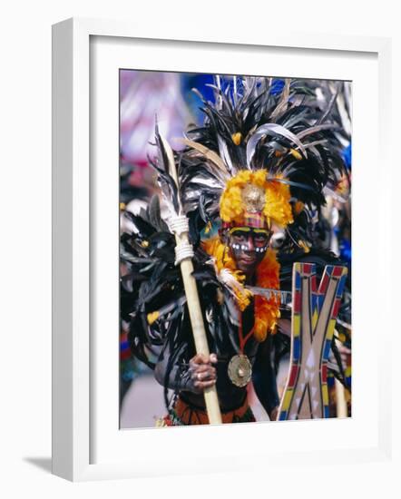 Portrait of a Boy in Costume and Facial Paint, Mardi Gras, Dinagyang, Island of Panay, Philippines-Alain Evrard-Framed Photographic Print