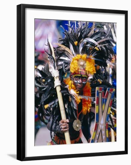 Portrait of a Boy in Costume and Facial Paint, Mardi Gras, Dinagyang, Island of Panay, Philippines-Alain Evrard-Framed Photographic Print