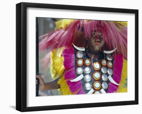 Portrait of a Boy in Traditional Dress, Ati Athian, Island of Panay, Philippines, Southeast Asia-Alain Evrard-Framed Photographic Print