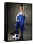 Portrait of a Boy Standing with His Foot on a Soccer Ball-null-Framed Stretched Canvas