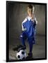 Portrait of a Boy Standing with His Foot on a Soccer Ball-null-Framed Photographic Print