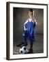 Portrait of a Boy Standing with His Foot on a Soccer Ball-null-Framed Photographic Print