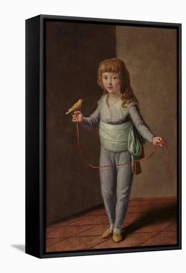 Portrait of A Boy with A Canary (Oil on Canvas)-Antonio Carnicero-Framed Stretched Canvas