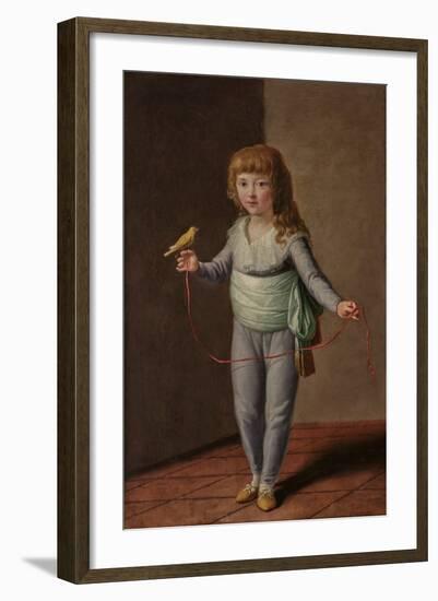 Portrait of A Boy with A Canary (Oil on Canvas)-Antonio Carnicero-Framed Giclee Print