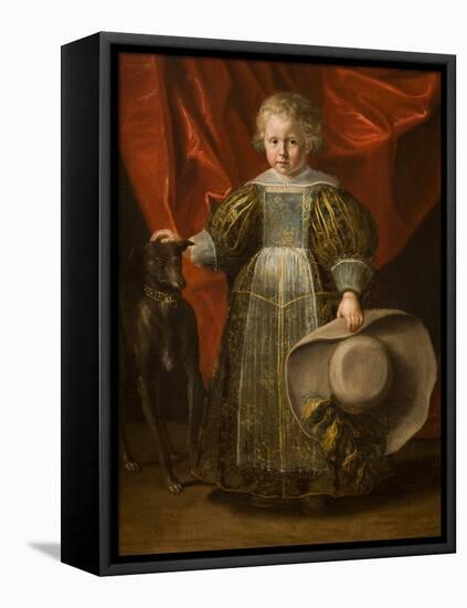 Portrait of a Boy with a Dog, C.1620 (Oil on Canvas)-Cornelis de Vos-Framed Stretched Canvas