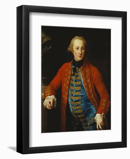 Portrait of a Cavalry Officer in Walking-Out Dress, Three-Quarter Length, Leaning on a Pedestal…-Pompeo Batoni-Framed Giclee Print