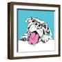 Portrait of a Cheerful Dog on a Blue Background. Vector Illustration.-Afishka-Framed Art Print