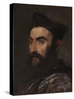 Portrait of a Cleric, Bust-Length, in a Blue Coat and Black Hat - a Fragment (Oil on Canvas)-Titian (c 1488-1576)-Stretched Canvas