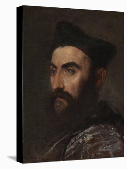 Portrait of a Cleric, Bust-Length, in a Blue Coat and Black Hat - a Fragment (Oil on Canvas)-Titian (c 1488-1576)-Stretched Canvas