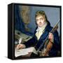 Portrait of a Composer, with His Violin and Score-Francois Elie Vincent-Framed Stretched Canvas