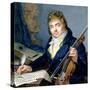 Portrait of a Composer, with His Violin and Score-Francois Elie Vincent-Stretched Canvas