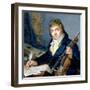 Portrait of a Composer, with His Violin and Score-Francois Elie Vincent-Framed Giclee Print