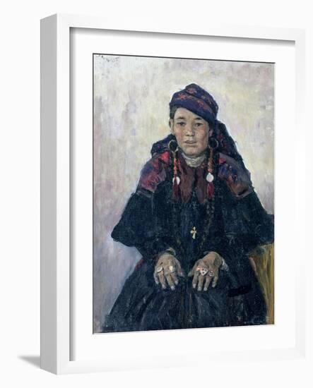 Portrait of a Cossack Woman, 1909-Vasilii Ivanovich Surikov-Framed Giclee Print