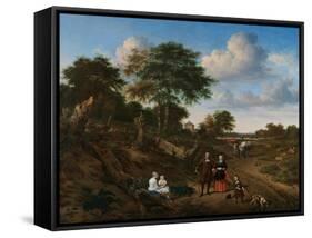 Portrait of a Couple with Two Children and a Nursemaid in a Landscape, 1667-Adriaen van de Velde-Framed Stretched Canvas