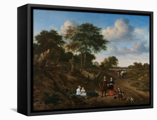 Portrait of a Couple with Two Children and a Nursemaid in a Landscape, 1667-Adriaen van de Velde-Framed Stretched Canvas