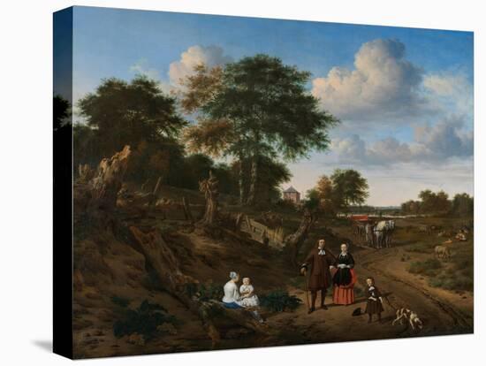 Portrait of a Couple with Two Children and a Nursemaid in a Landscape, 1667-Adriaen van de Velde-Stretched Canvas