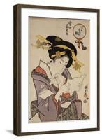 Portrait of a Courtesan Reading a Love Letter-Utagawa Kunisada-Framed Giclee Print