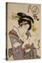 Portrait of a Courtesan Reading a Love Letter-Utagawa Kunisada-Stretched Canvas