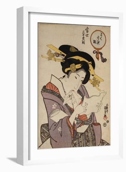 Portrait of a Courtesan Reading a Love Letter-Ioki Bunsai-Framed Giclee Print