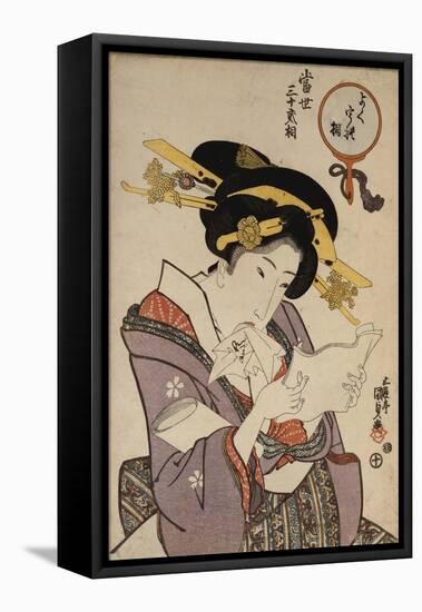 Portrait of a Courtesan Reading a Love Letter-Ioki Bunsai-Framed Stretched Canvas
