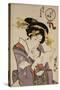 Portrait of a Courtesan Reading a Love Letter-Ioki Bunsai-Stretched Canvas