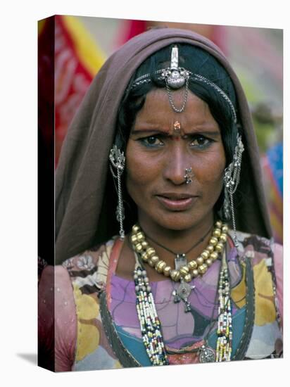 Portrait of a Desert Nomad Gypsy Woman, Rajasthan State, India-Alain Evrard-Stretched Canvas