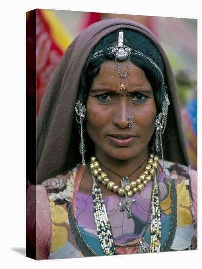 Portrait of a Desert Nomad Gypsy Woman, Rajasthan State, India-Alain Evrard-Stretched Canvas