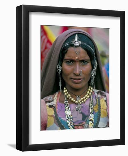 Portrait of a Desert Nomad Gypsy Woman, Rajasthan State, India-Alain Evrard-Framed Photographic Print