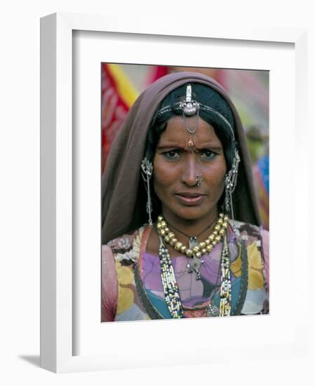 Portrait of a Desert Nomad Gypsy Woman, Rajasthan State, India-Alain Evrard-Framed Photographic Print