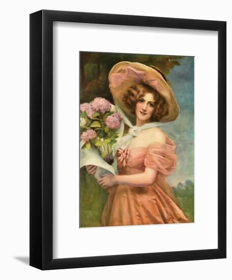 Portrait of a Fair Young Maiden Wearing a Pink Dress-null-Framed Art Print