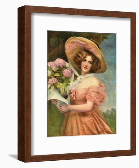 Portrait of a Fair Young Maiden Wearing a Pink Dress-null-Framed Art Print