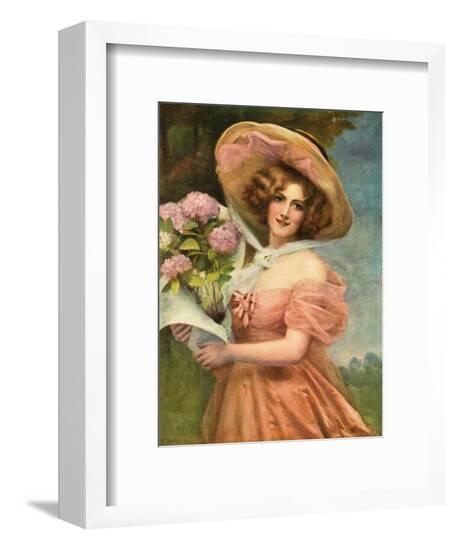 Portrait of a Fair Young Maiden Wearing a Pink Dress--Framed Art Print