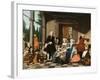 Portrait of a Family Dining on a Portico, a Formal Garden Beyond, 1747-Jan Josef the Younger Horemans-Framed Giclee Print