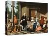 Portrait of a Family Dining on a Portico, a Formal Garden Beyond, 1747-Jan Josef the Younger Horemans-Stretched Canvas