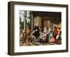 Portrait of a Family Dining on a Portico, a Formal Garden Beyond, 1747-Jan Josef the Younger Horemans-Framed Giclee Print