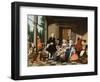 Portrait of a Family Dining on a Portico, a Formal Garden Beyond, 1747-Jan Josef the Younger Horemans-Framed Giclee Print