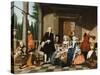 Portrait of a Family Dining on a Portico, a Formal Garden Beyond, 1747-Jan Josef the Younger Horemans-Stretched Canvas