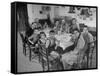 Portrait of a Family of Tuscan Tennat Farmers Sitting around Dinner Table-Alfred Eisenstaedt-Framed Stretched Canvas