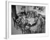 Portrait of a Family of Tuscan Tennat Farmers Sitting around Dinner Table-Alfred Eisenstaedt-Framed Photographic Print