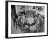 Portrait of a Family of Tuscan Tennat Farmers Sitting around Dinner Table-Alfred Eisenstaedt-Framed Photographic Print