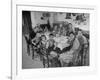 Portrait of a Family of Tuscan Tennat Farmers Sitting around Dinner Table-Alfred Eisenstaedt-Framed Photographic Print