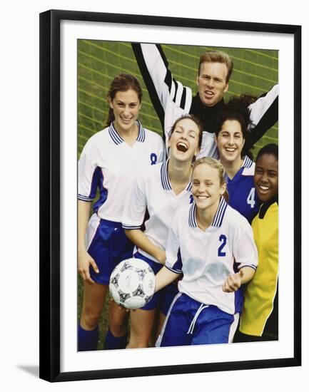 Portrait of a Female Soccer Team-null-Framed Premium Photographic Print