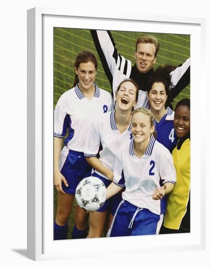 Portrait of a Female Soccer Team-null-Framed Premium Photographic Print