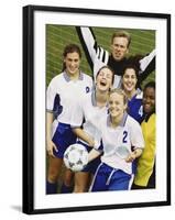 Portrait of a Female Soccer Team-null-Framed Premium Photographic Print
