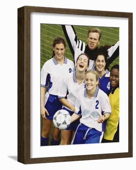 Portrait of a Female Soccer Team-null-Framed Photographic Print