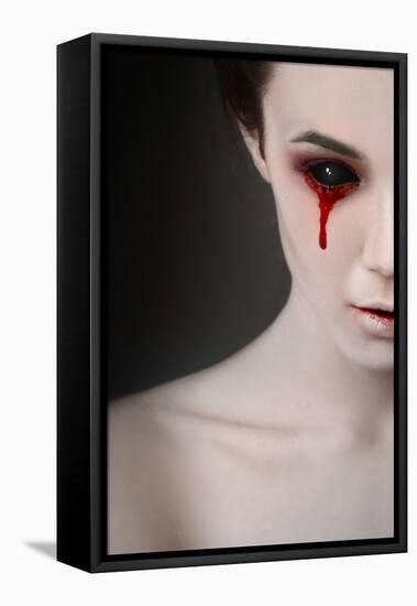 Portrait of a Female Vampire over Black Background-Lisa_A-Framed Stretched Canvas